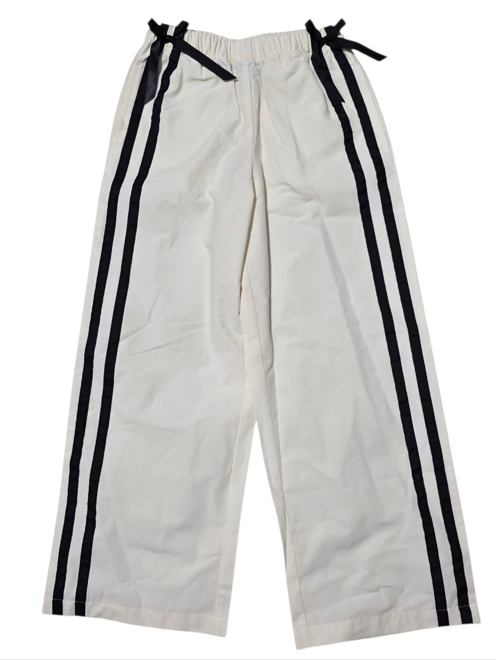Weekend academy cream pants with black stripes with bow detail
